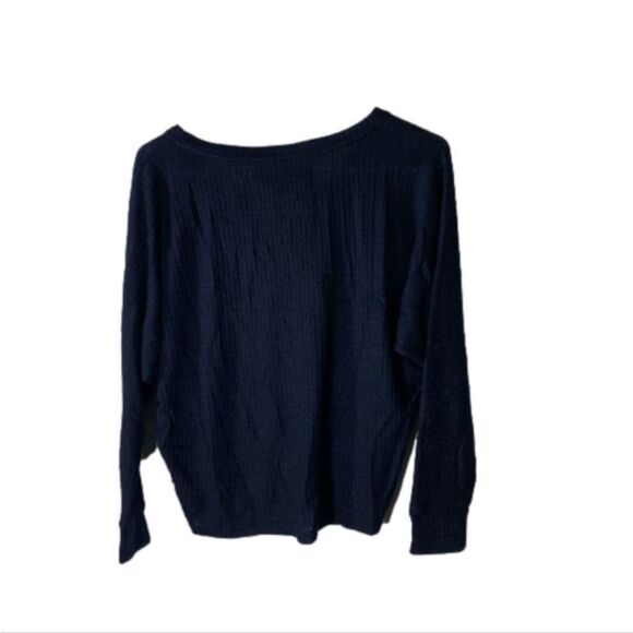 Anthropologie XS Navy Waffle‎ Knit Top - Picture 4 of 4
